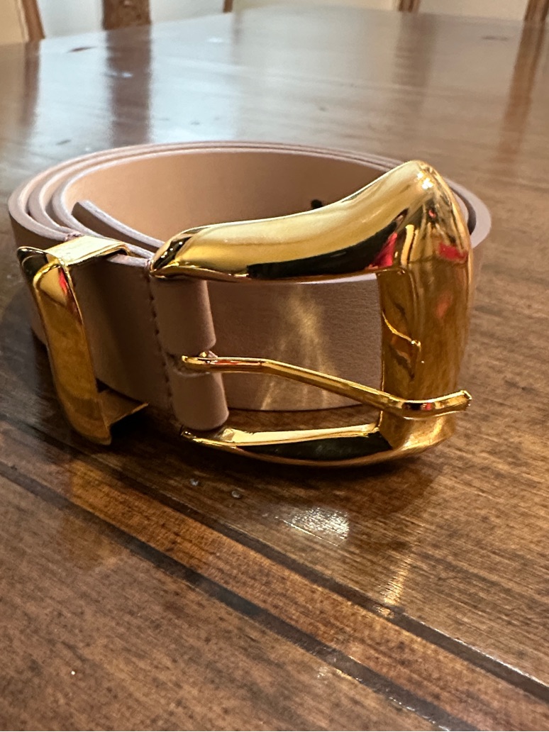 B-Low The Belt Tan (Putty) Color Strap With Gold Tonebuckle Leather Belt Nwot